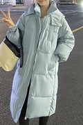 Women Cold Weather Protective Solid Pattern Ribbed Cuff Hooded Neck Superb Winter Padded Jacket