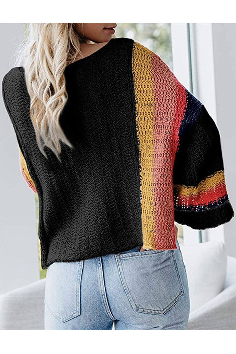 Women Marvelous One Shoulder Collar Amazing Dolman Sleeve Solid Pattern Knitted Warm Sweater