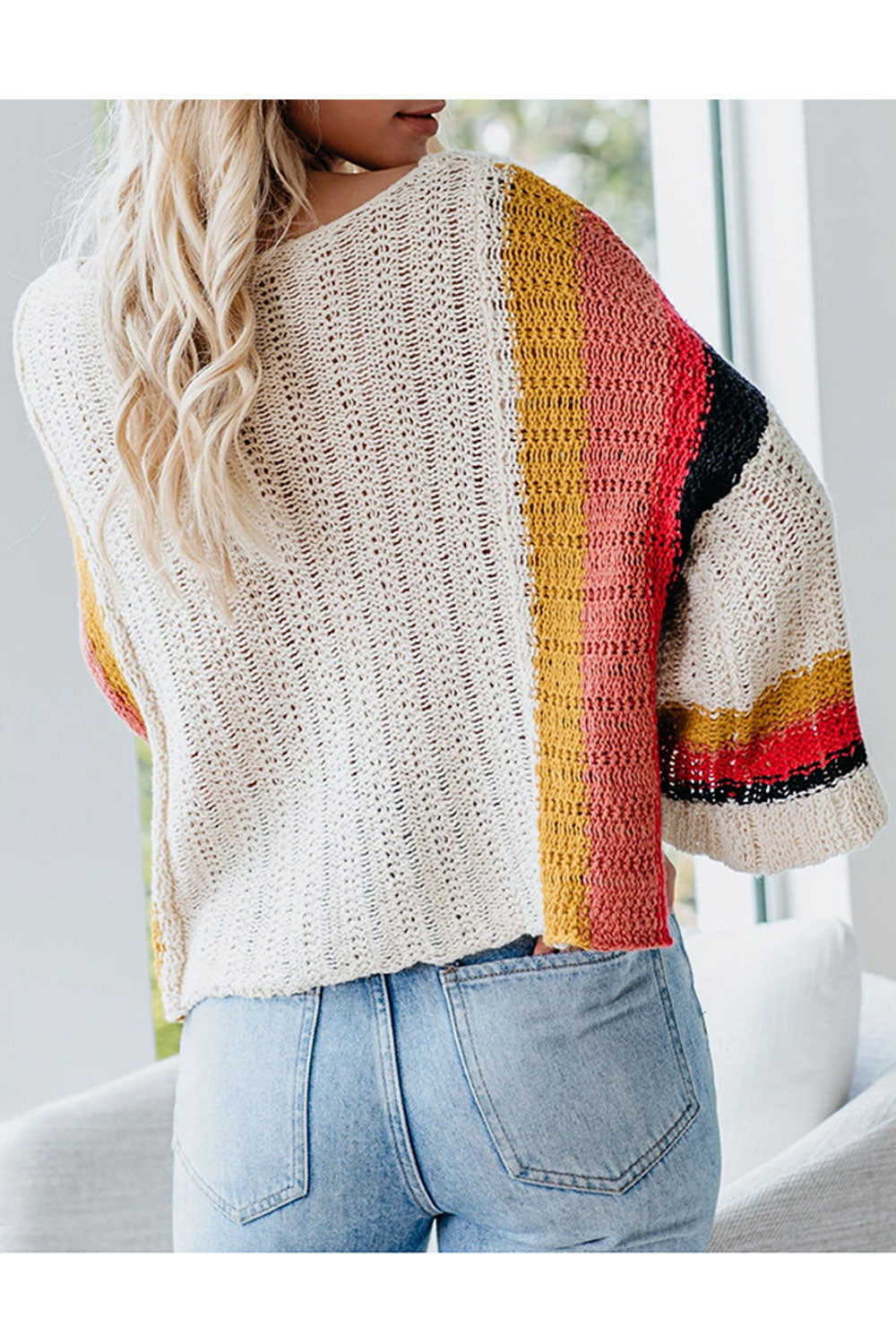 Women Marvelous One Shoulder Collar Amazing Dolman Sleeve Solid Pattern Knitted Warm Sweater