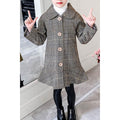 Kids Girls Autumn Winter Plaid Pattern Warm Coat