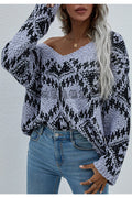 Women Modern Thick & Warm Knitted Printed Pattern Comfy Warm Winter Sweater
