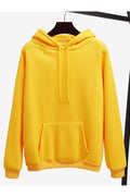 Women Appealing Sharp Colors Solid Pattern Adjustable Drawstring Winter Hoodie