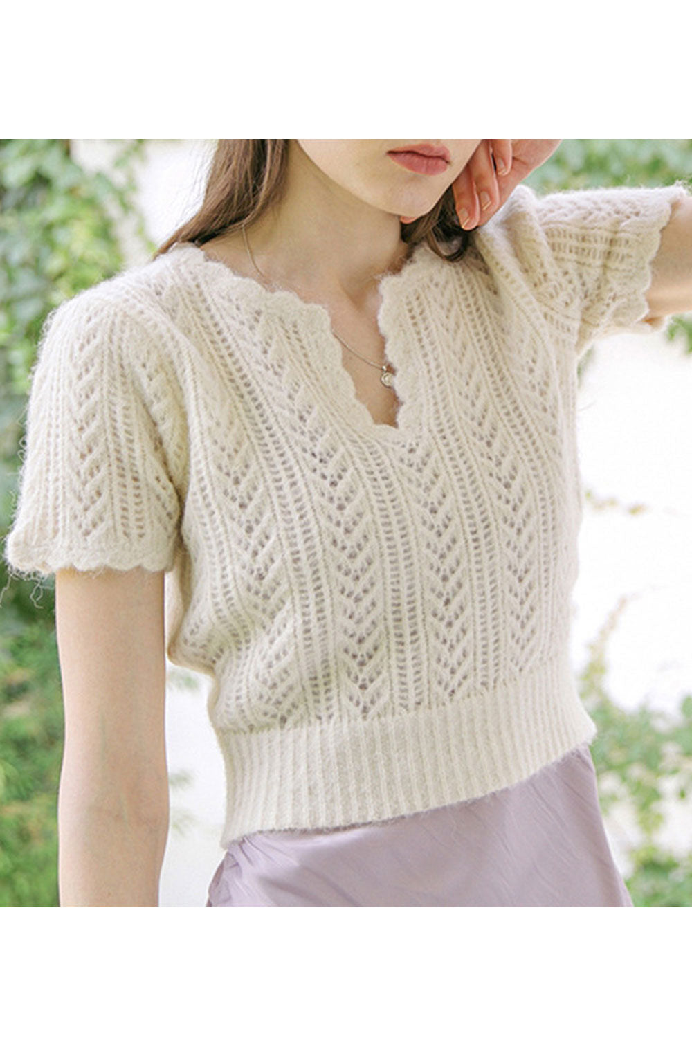 Women Beauteous Knitted Hollow Design Lovely V-Neck Elegant Warm Winter Sweater
