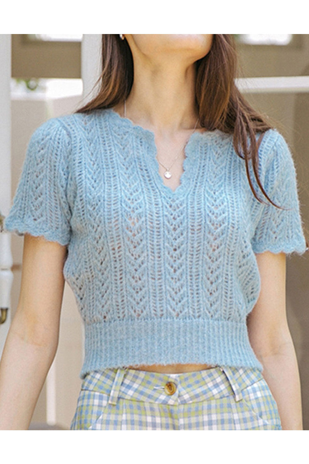 Women Beauteous Knitted Hollow Design Lovely V-Neck Elegant Warm Winter Sweater