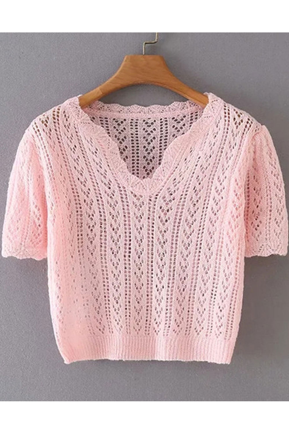 Women Beauteous Knitted Hollow Design Lovely V-Neck Elegant Warm Winter Sweater