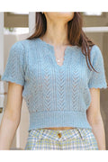 Women Beauteous Knitted Hollow Design Lovely V-Neck Elegant Warm Winter Sweater