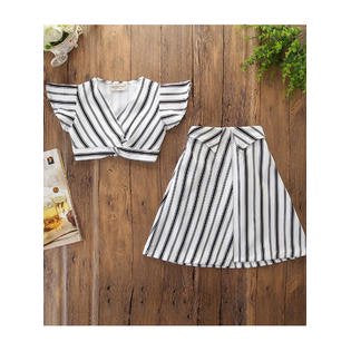 Kids Girls Striped Two Piece Casual Dress