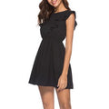 Women Trendy Solid Colored Comfortable Round Neck Knotted Waist Sleeveless Dress