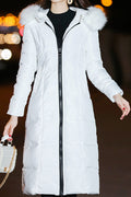Women Solid Pattern Designed Knee-Length Slim Fit Simple Front Zip Closure Winter Padded Jacket