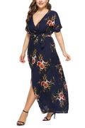 Ketty More Women Plus Fashion Wrap Skirt V-Neck Dress