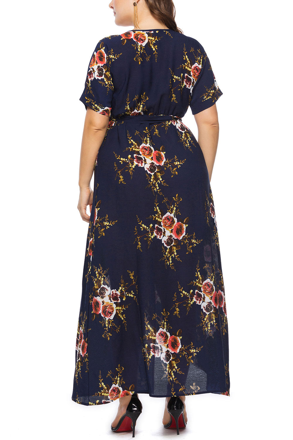 Ketty More Women Plus Fashion Wrap Skirt V-Neck Dress