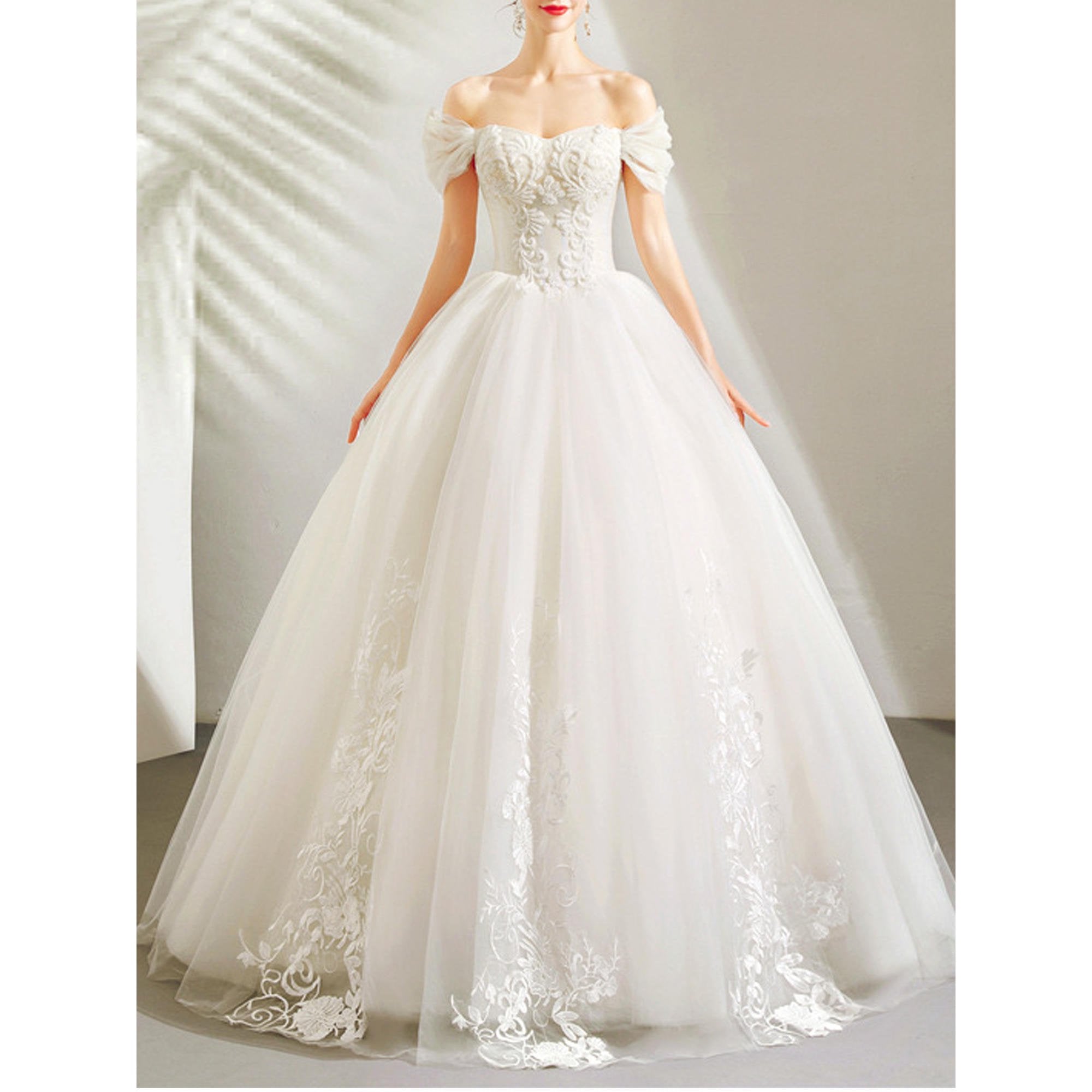 Women Off Shoulder Ball Gown Pretty Wedding Dress