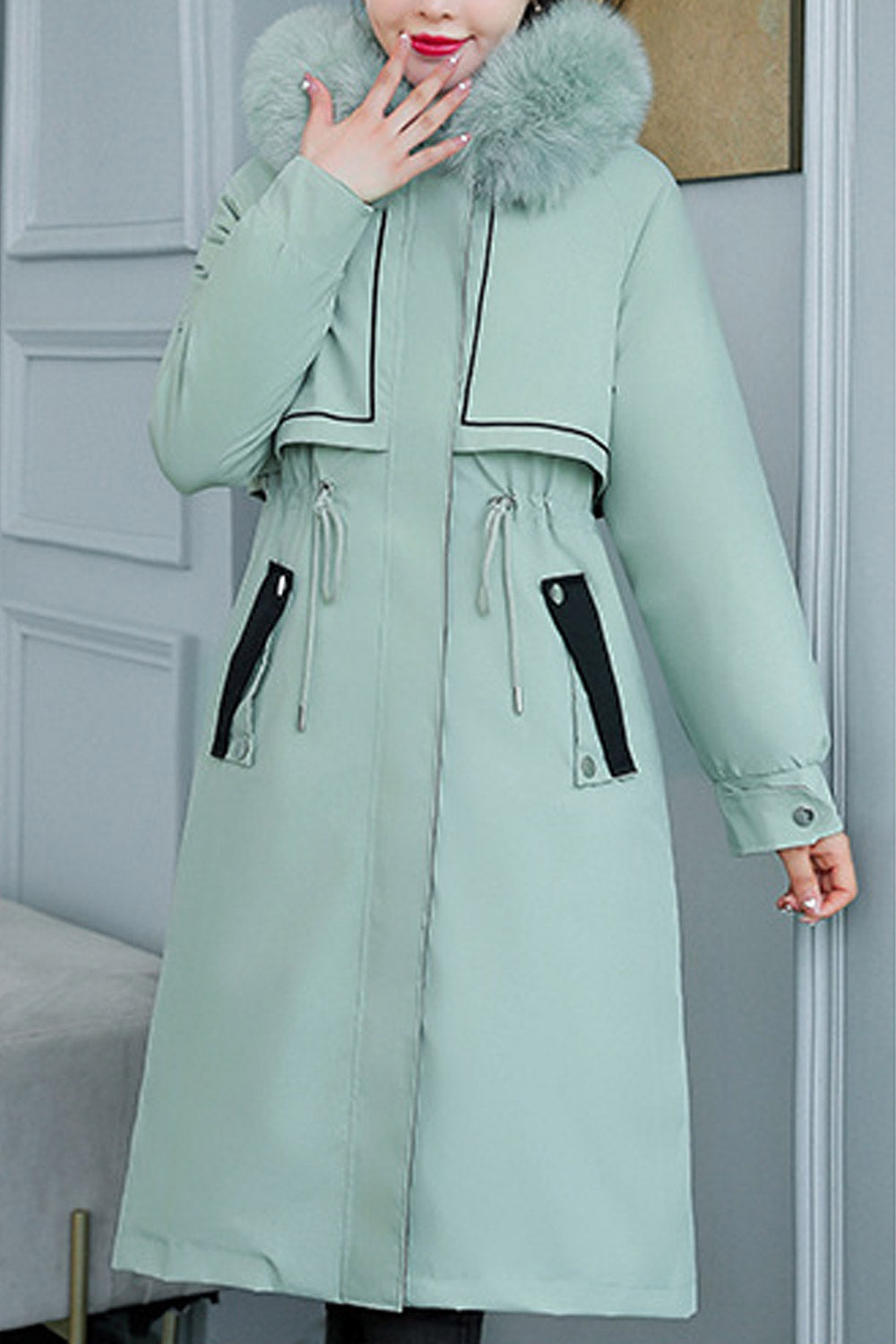 Women Fine Solid Pattern Stylish Hooded Zipper Closure Awesome Winter Padded Jacket