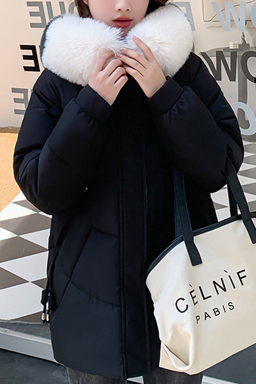 Women Relaxable Solid Pattern Suitable Side Pockets Superb Hood Warm Winter Padded Jacket