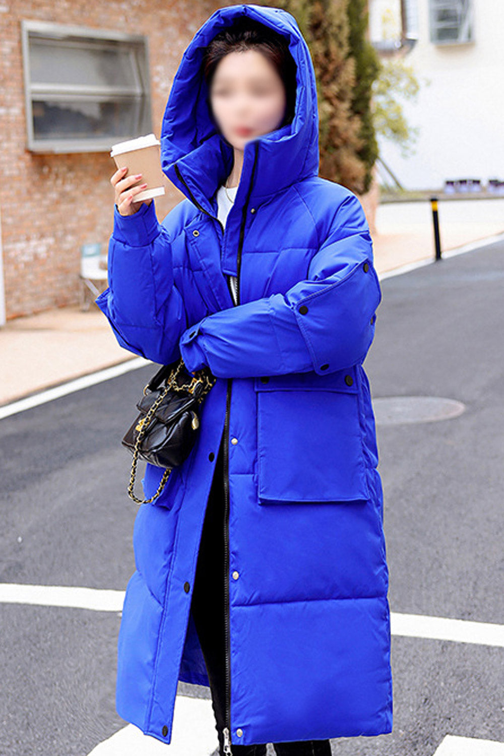 Women Magnificent Mid-Length Big Storage Flap Pockets Hooded Solid Pattern Superb Warm Padded Jacket
