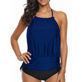 KettyMore Women Halter Tie Straps Pleated Beach Vacations Swimwear