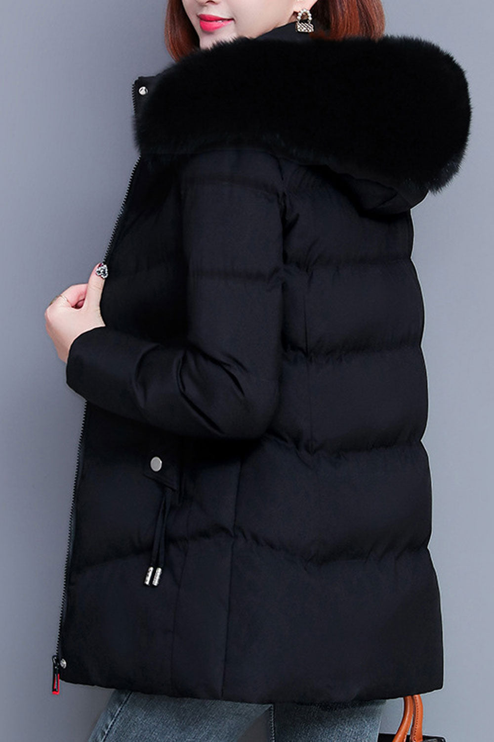 Women Fantastic Cozy Hooded Neck Drawstring Side Pocket & Front Zip Fastener Thick Soft Winter Padded Jacket