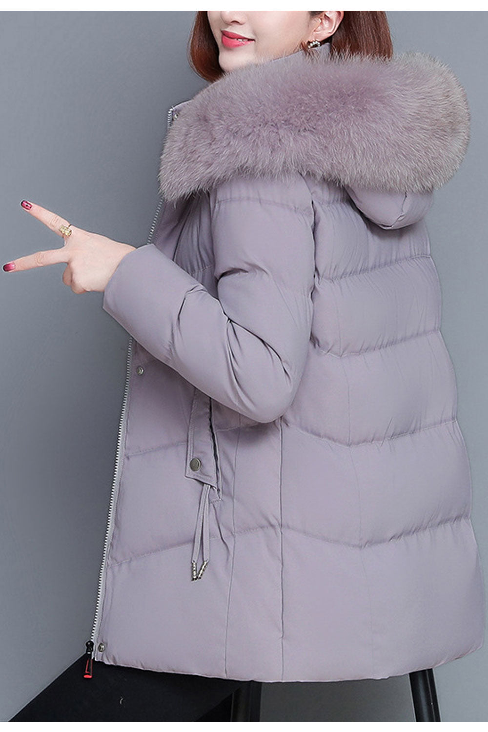 Women Fantastic Cozy Hooded Neck Drawstring Side Pocket & Front Zip Fastener Thick Soft Winter Padded Jacket