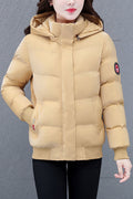Women Heart- Melting Hooded Neck Knitted Ribbed Cuff & hem Buttoned Zipp Front Fastener Soft Winter Padded Jacket