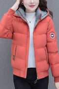 Women Attractive Double Sided Hooded Neck Knitted Ribbed Cuff & Hem Side Zippered Pocket Thick Winter Padded Jacket