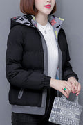 Women Fantastic Hooded Neck Contrast Knitted Hem & Front Zip Fastener Stretchable Cuff Warm Winter Padded Jacket