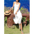 Women Strap Neck Solid Colored Long Beach Dress