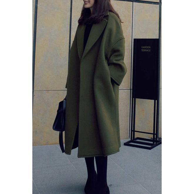 Women Elegant Lapel Collar Front Open Autumn & Winter Loose Coat