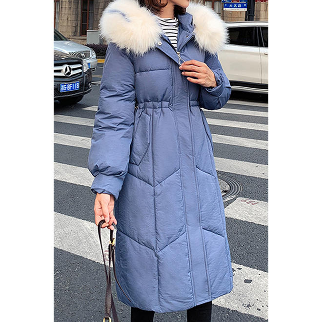 Women Elegant Pocket Styling Thick Solid Pattern Cozy Padded Jacket