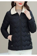 Women Charming Baffle Styled Jacket Contrast Collar Neck Stretchable Cuff Drawstring Pocket & Front Zip Fastener Soft Winter Pad