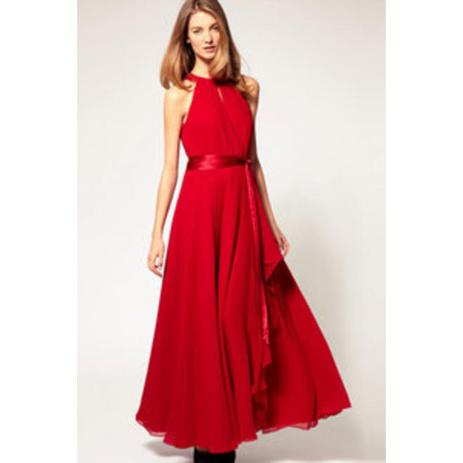 Women Elegant Halter Neck Ankle Long Dress