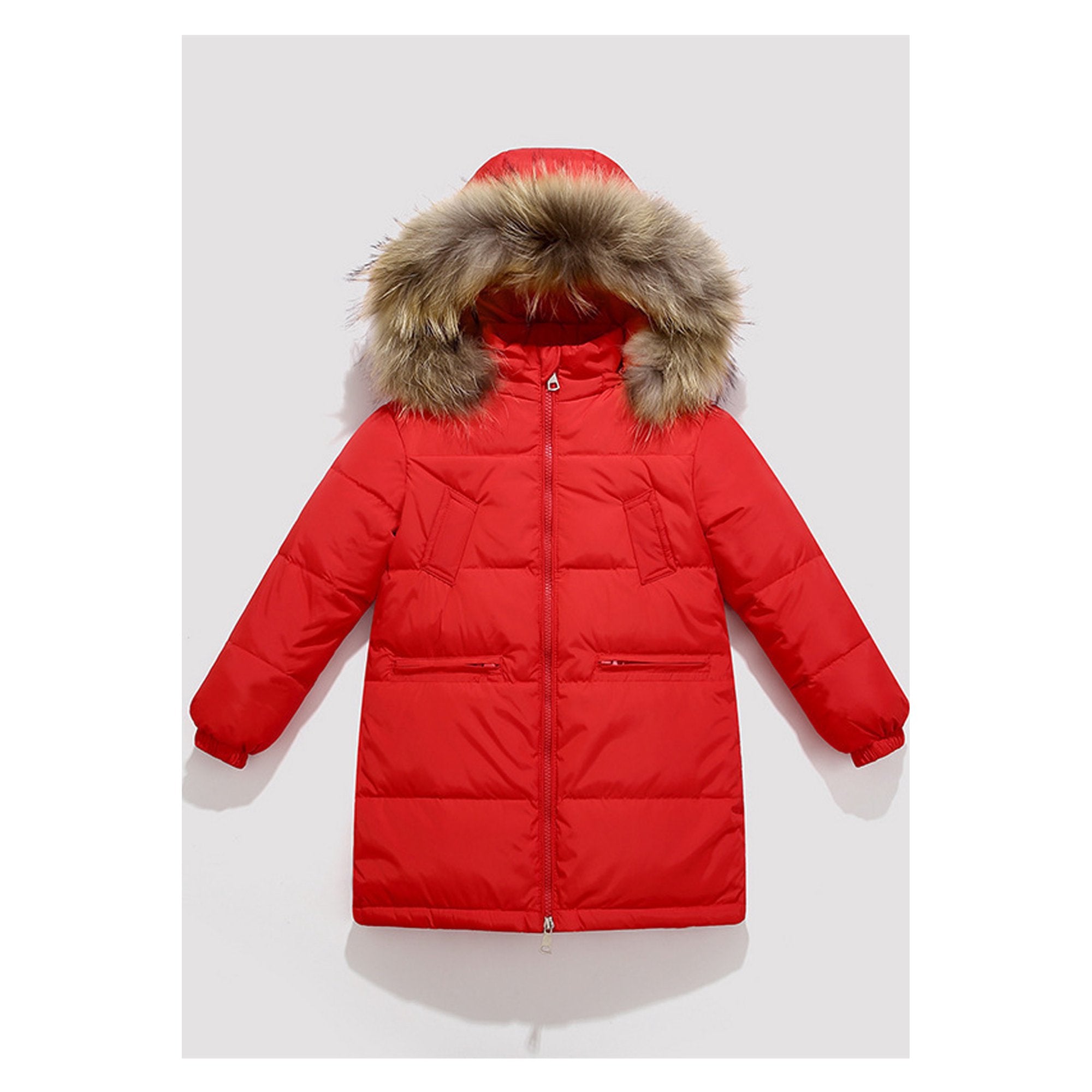 Kid Girls Big Hat Zip Up Warm & Thick Casual Padded Jacket