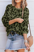 Women Stylish Leopard Pattern Loose Sweater