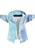 Kid Girl Makeup Printed Hooded Neck Front Zippered Slash Pocket & Ribbed Cuff Winter Jacket