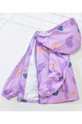 Kid Girl Raising Sun Printed Hooded Neck Front Zippered & Ribbed Cuff Winter Jacket.