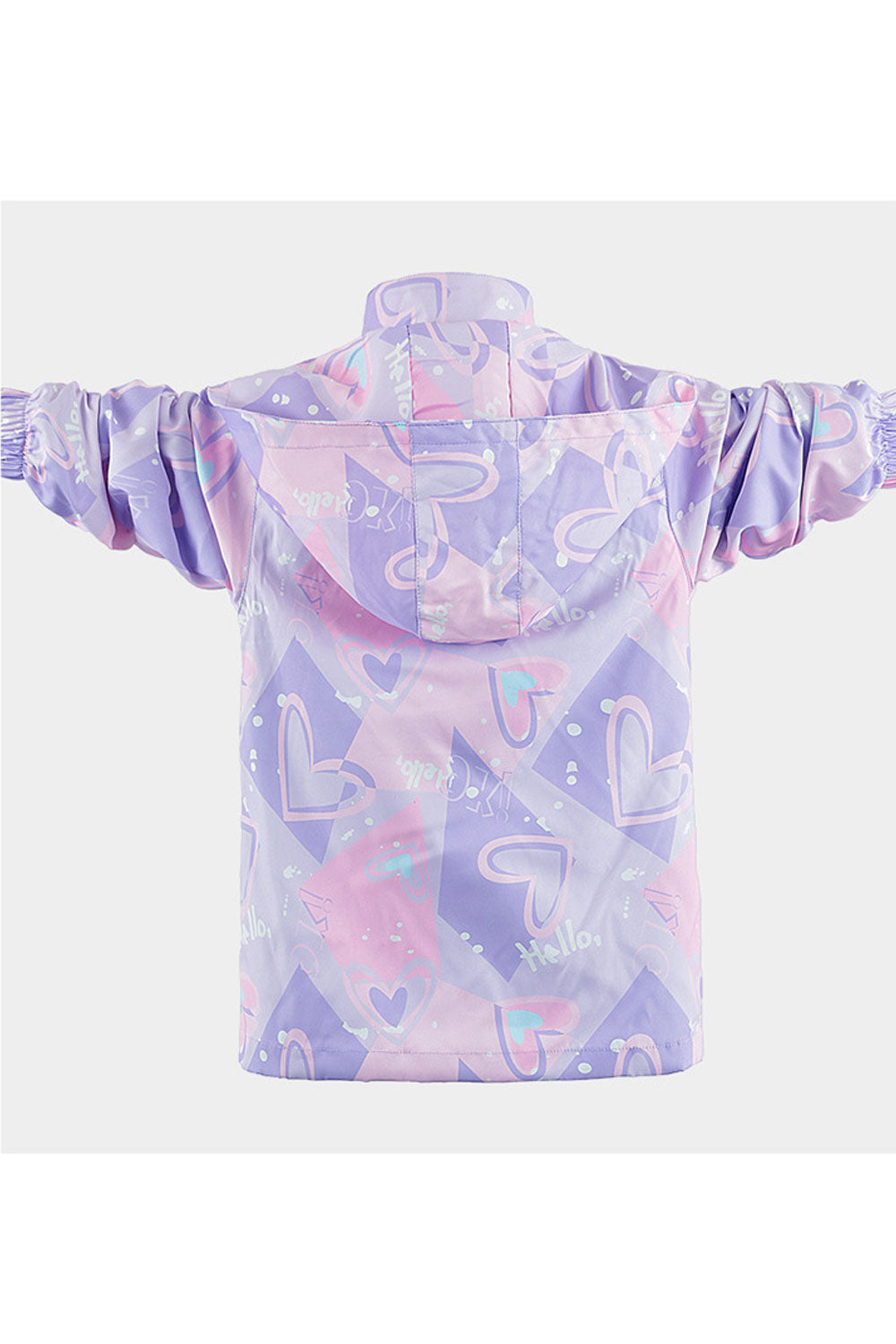 Kid Girl Heart Printed Hooded Neck Front Zippered & Ribbed Cuff Inner Fleece Winter Jacket.