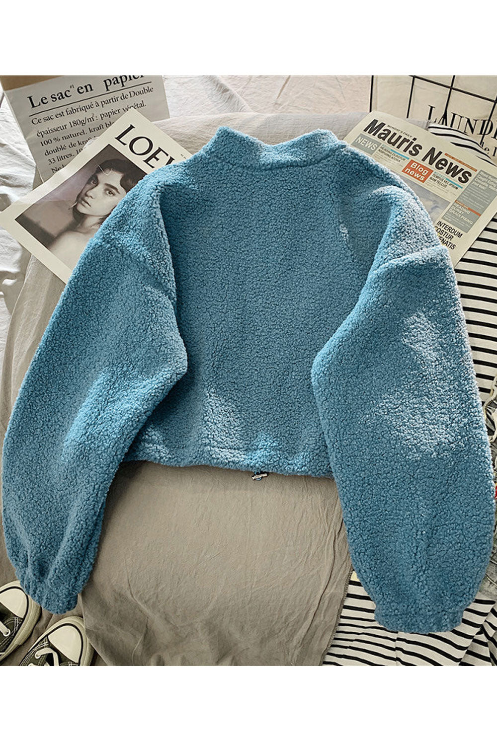 Women Pacifying Soft & Warm Zipper Neckline Letter Pattern Knitted Winter Sweater