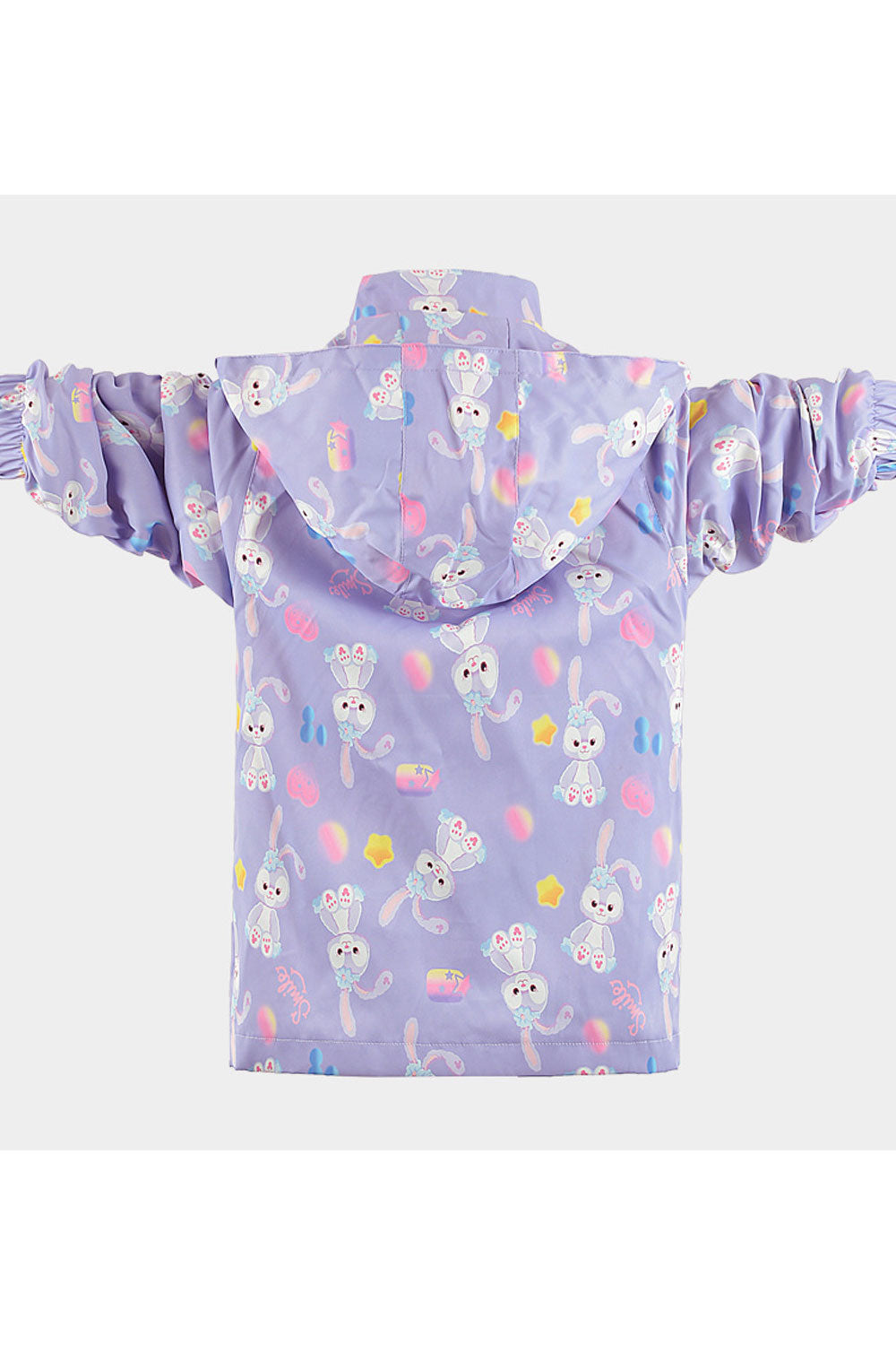 Kid Girl Bunny Printed Hooded Neck Front Zippered & Ribbed Cuff Inner Fleece Winter Jacket