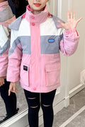 Kid Girl Fantastic Purple Family Hooded Neck Ribbed Cuff & Safari Pockets winter Jacket
