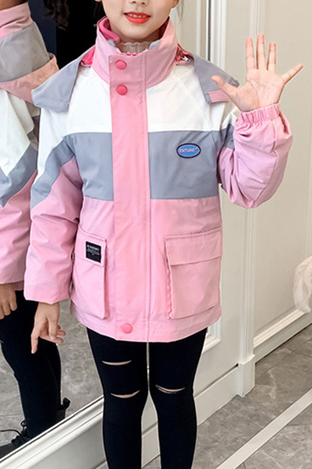 Kid Girl Fantastic Purple Family Hooded Neck Ribbed Cuff & Safari Pockets winter Jacket