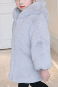 Kids Girls Excellent Backside Bird Printed Comfy Hooded Button Closure Warm Winter Jacket