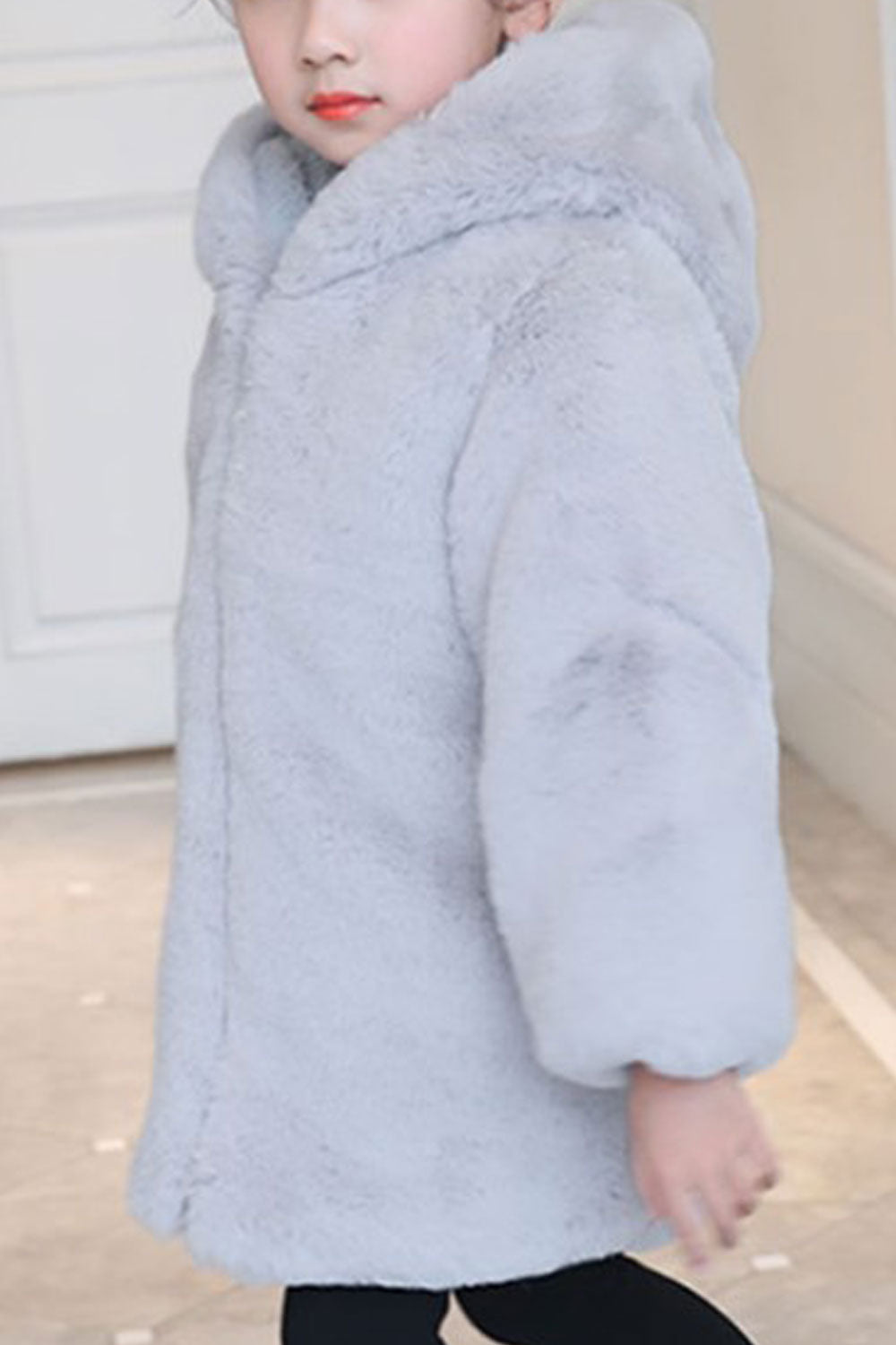 Kids Girls Excellent Backside Bird Printed Comfy Hooded Button Closure Warm Winter Jacket