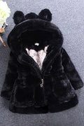 Kids Girls Superb Button Closure Cute Hooded Front Pockets Comfortable Winter Jacket