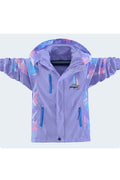 Kid Girl Ship Printed Hoode Neck Ribbed Cuff & Front Zippered Thickened Winter Jacket.