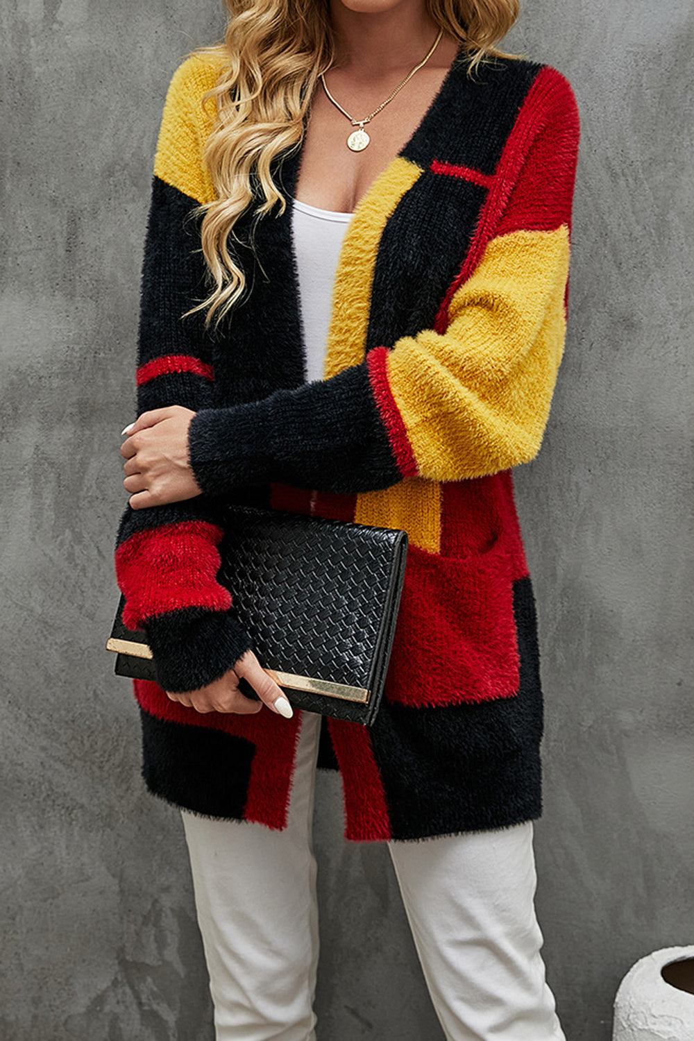 Women Appealing Nice Colors Front Open Lovely Pockets Fashionable & Relaxable Knitted Winter Warm Cardigan