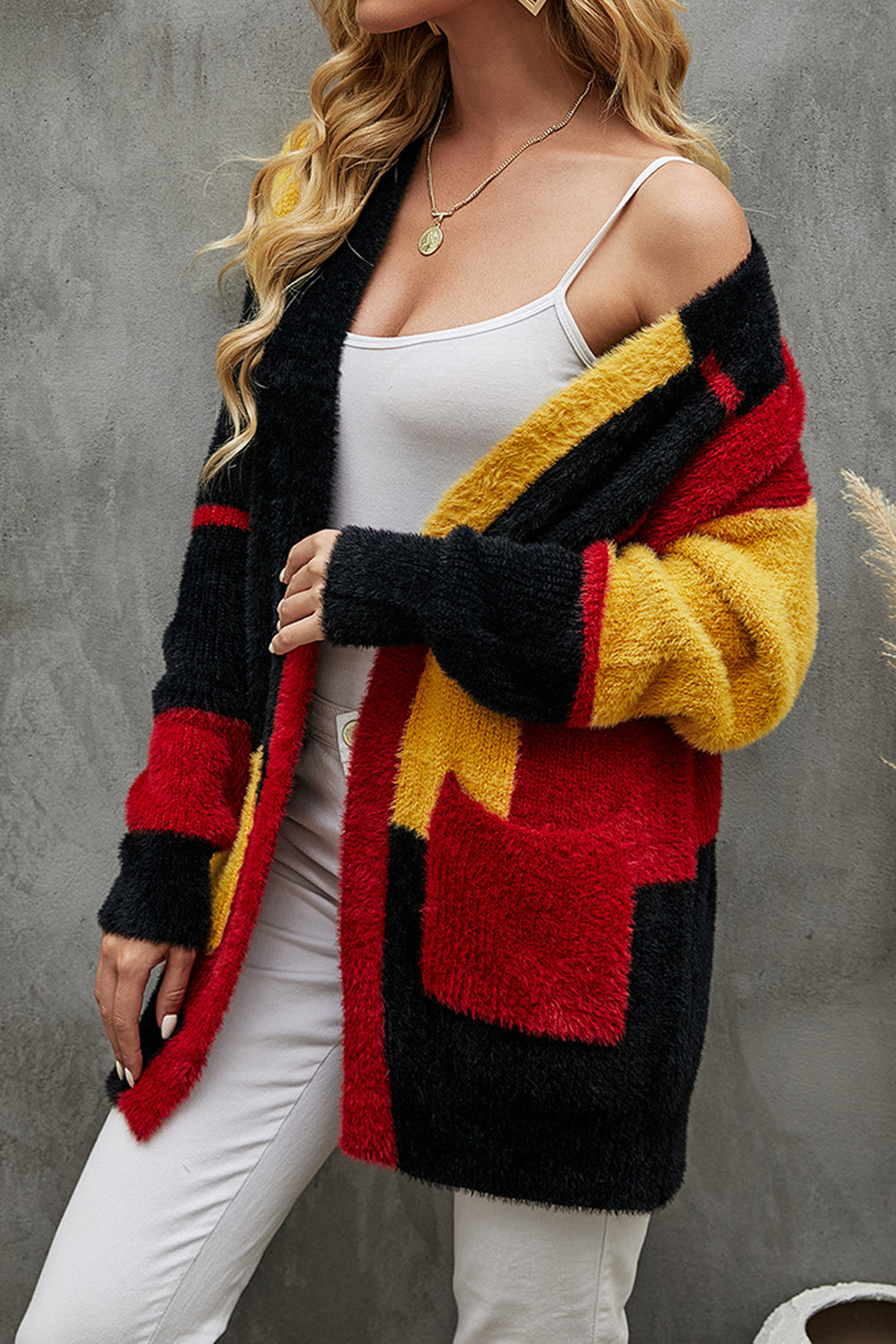 Women Appealing Nice Colors Front Open Lovely Pockets Fashionable & Relaxable Knitted Winter Warm Cardigan