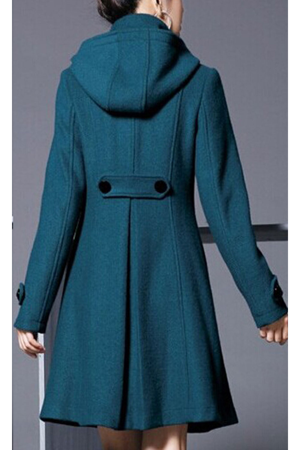 Women Winter Fashionic Buttons Decorated Mid-Length Side Pockets Spectacular Warm Coat