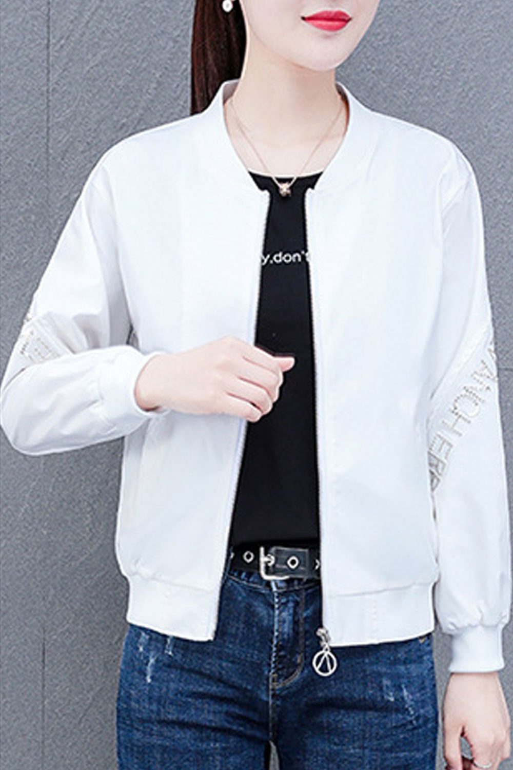 Women Exclusive Knitted Stand Collar Neck Ribbed Cuff & Hem Slash Pocket & Easy Zip Fastener Warm Winter Casual Jacket
