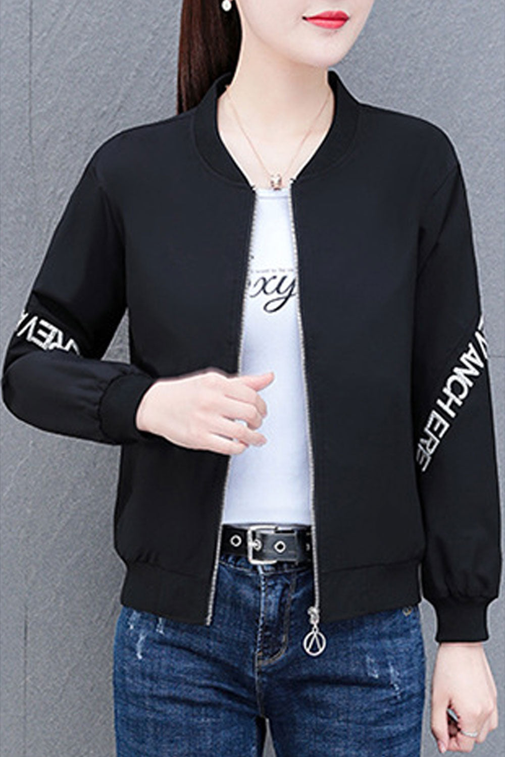 Women Exclusive Knitted Stand Collar Neck Ribbed Cuff & Hem Slash Pocket & Easy Zip Fastener Warm Winter Casual Jacket