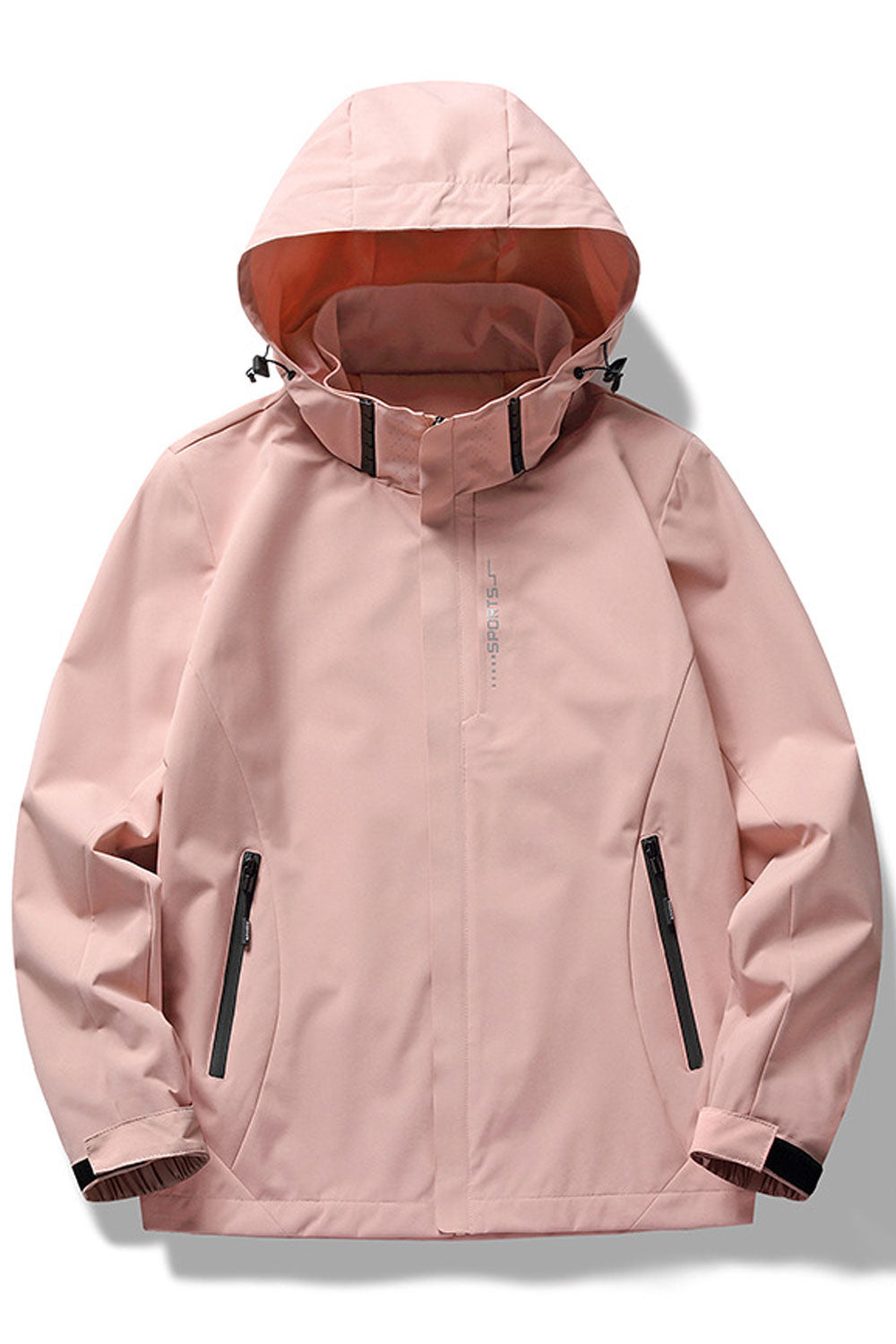 Women Fashionable Drawstring Hooded Neck Loose Long Sleeves Stretchable Velcro Cuff Front Zip Fastener & Side Zippered Pocket Lo