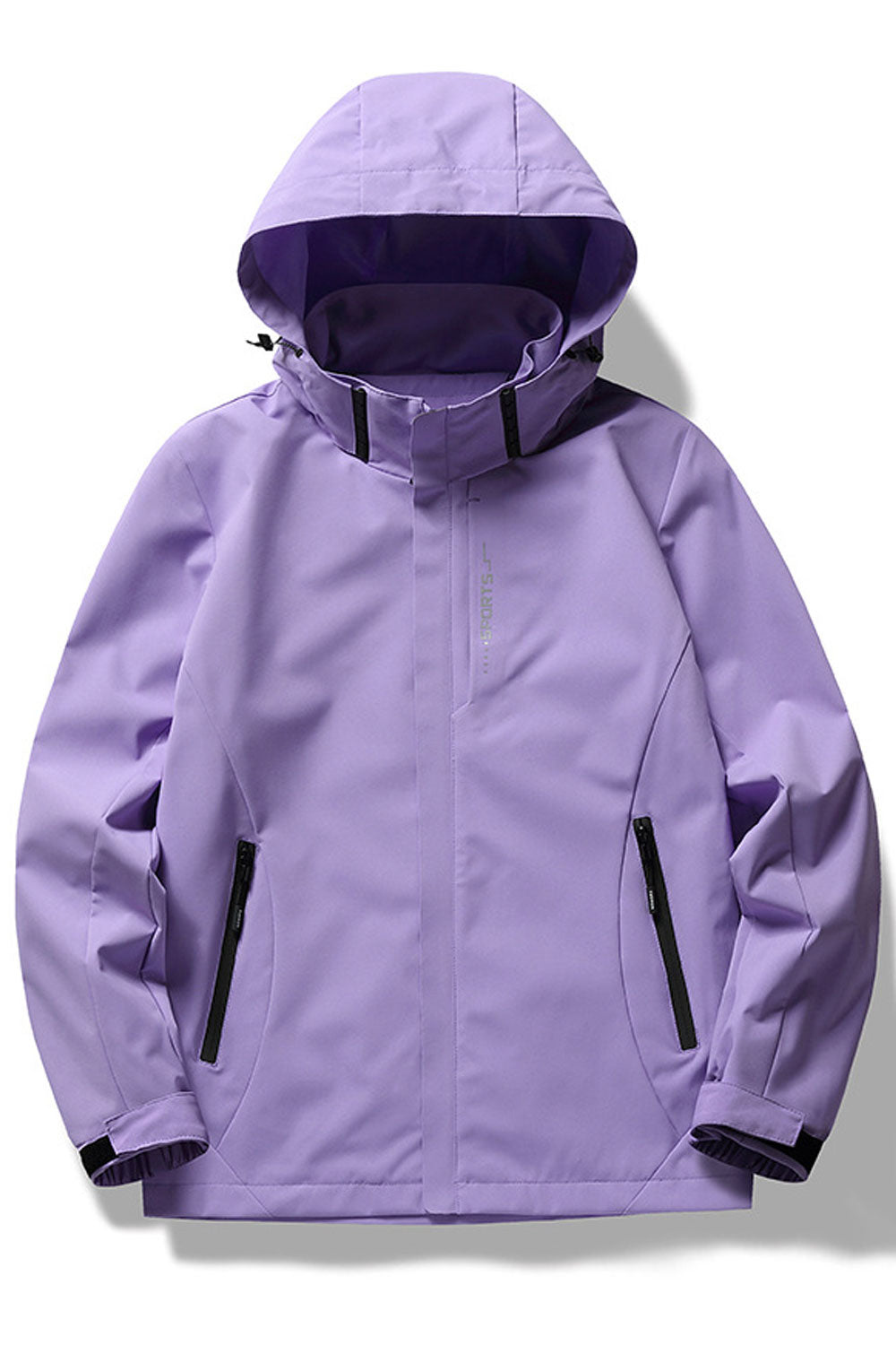 Women Fashionable Drawstring Hooded Neck Loose Long Sleeves Stretchable Velcro Cuff Front Zip Fastener & Side Zippered Pocket Lo